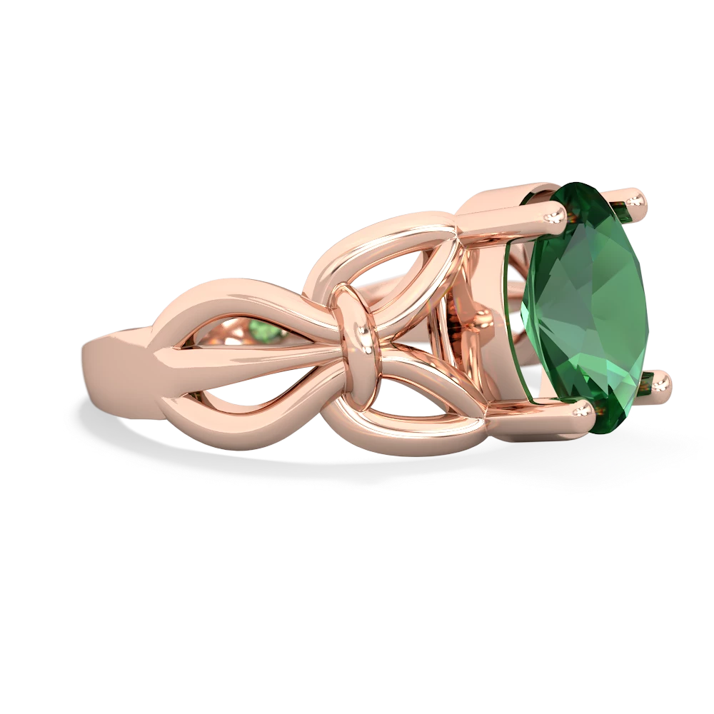 Lab Emerald Celtic Knot Cocktail 14K Rose Gold ring R2377