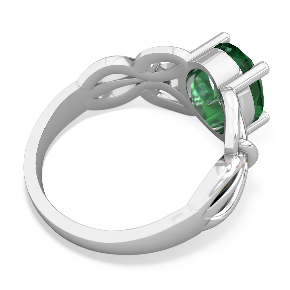 Lab Emerald Celtic Knot Cocktail 14K White Gold ring R2377