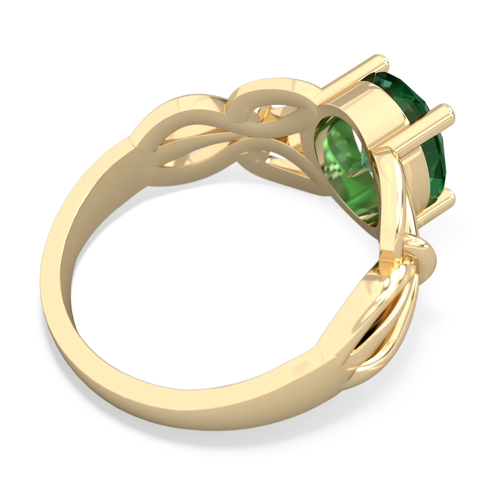 Lab Emerald Celtic Knot Cocktail 14K Yellow Gold ring R2377