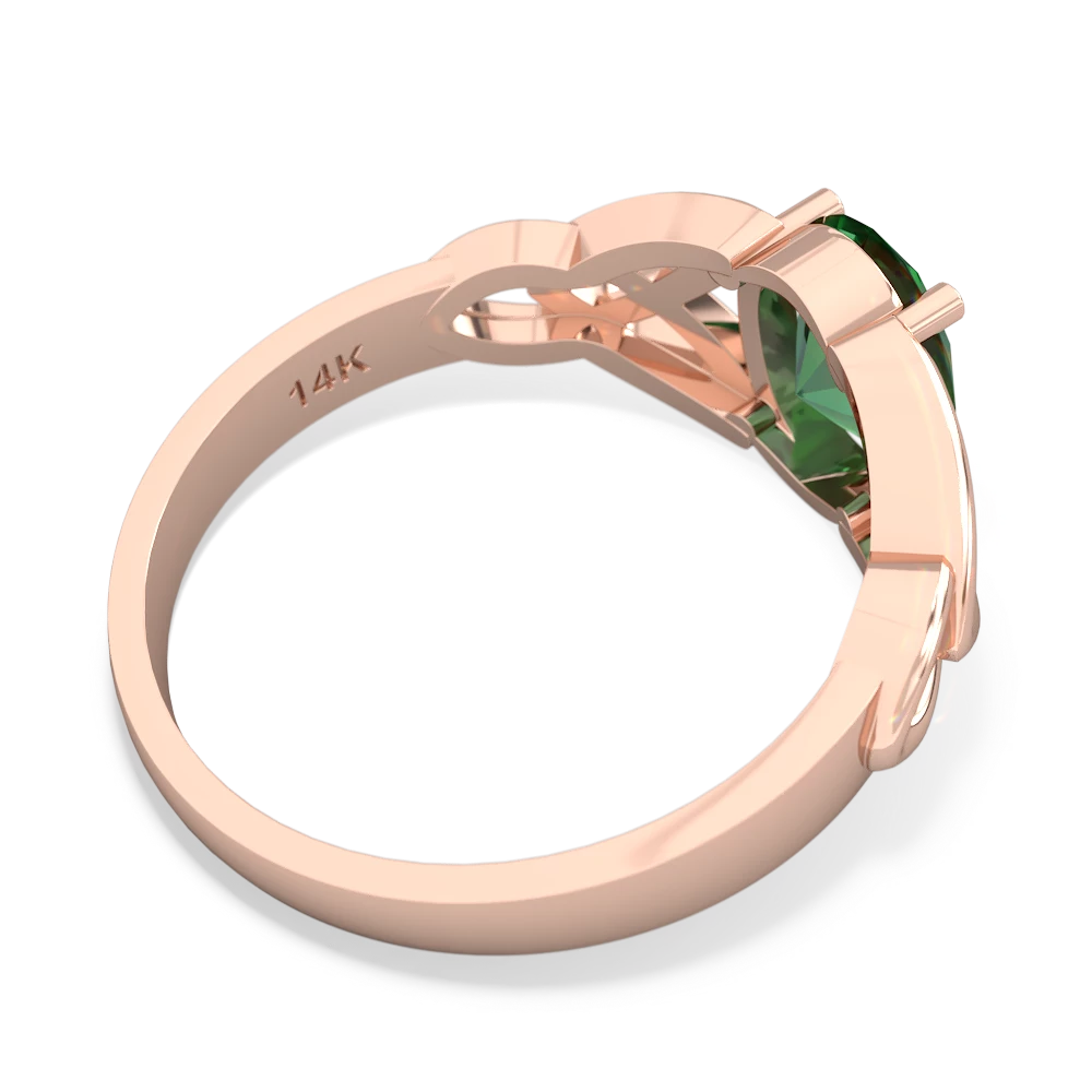 Lab Emerald Celtic Trinity Knot 14K Rose Gold ring R2389