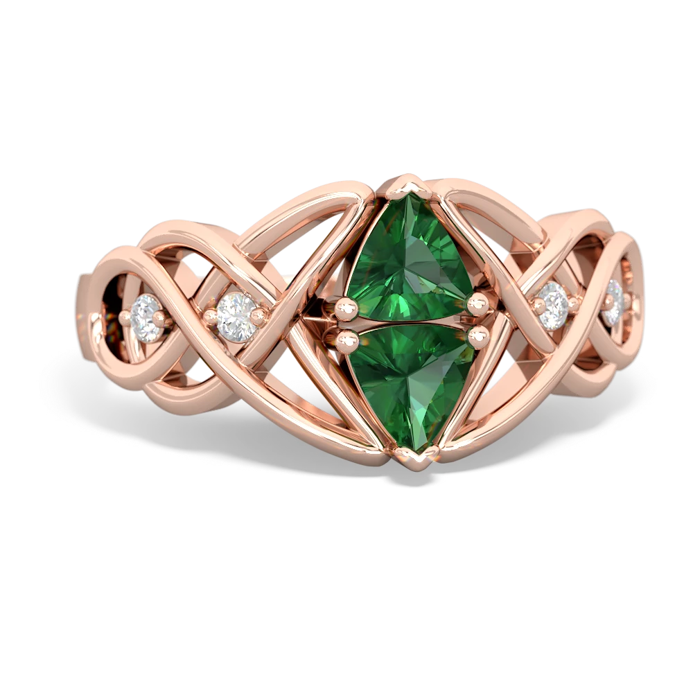 Lab Emerald Keepsake Celtic Knot 14K Rose Gold ring R5300