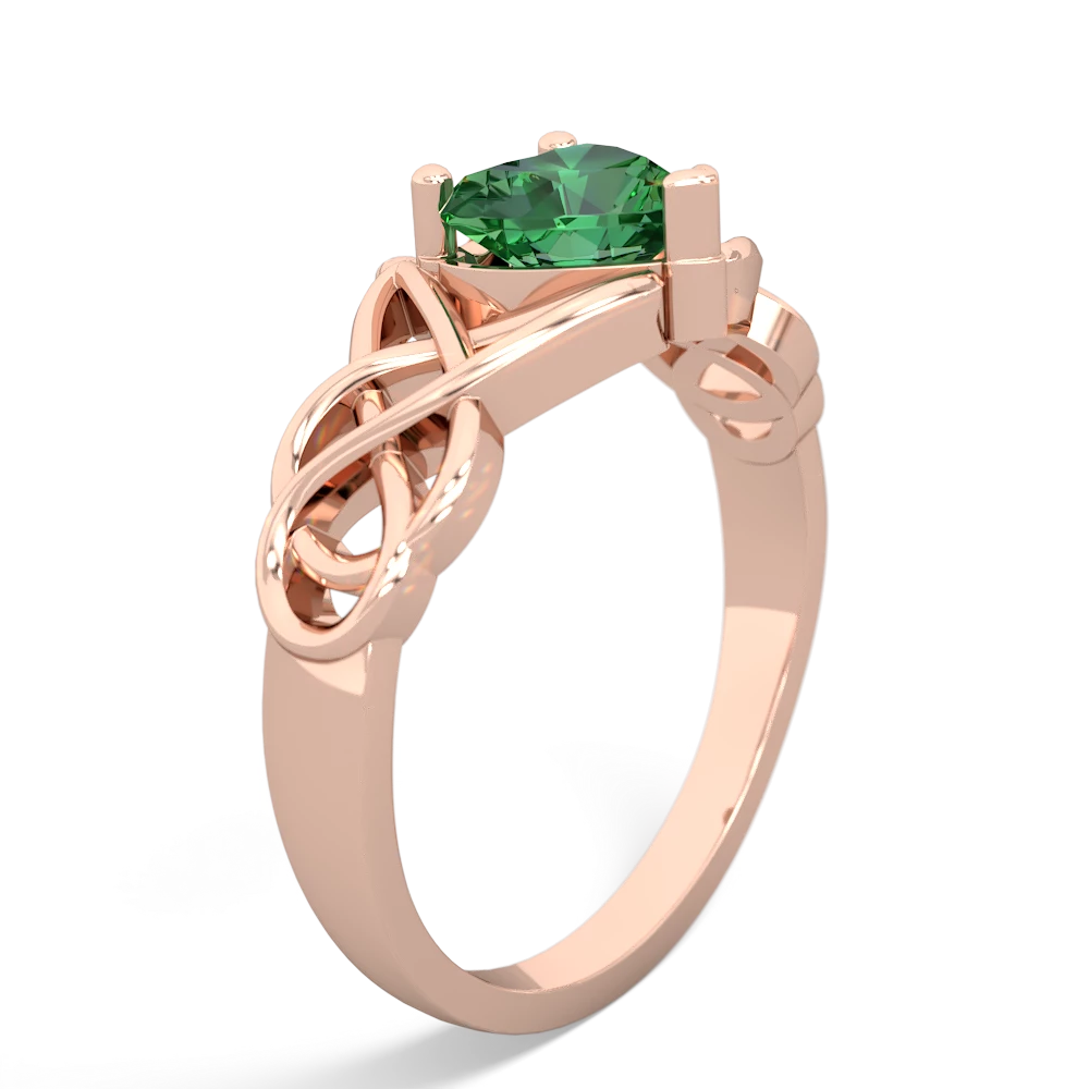 Lab Emerald Claddagh Celtic Knot 14K Rose Gold ring R2367