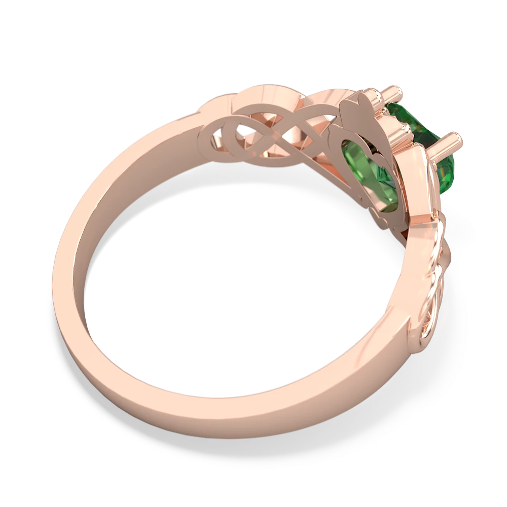 Lab Emerald Claddagh Celtic Knot 14K Rose Gold ring R2367