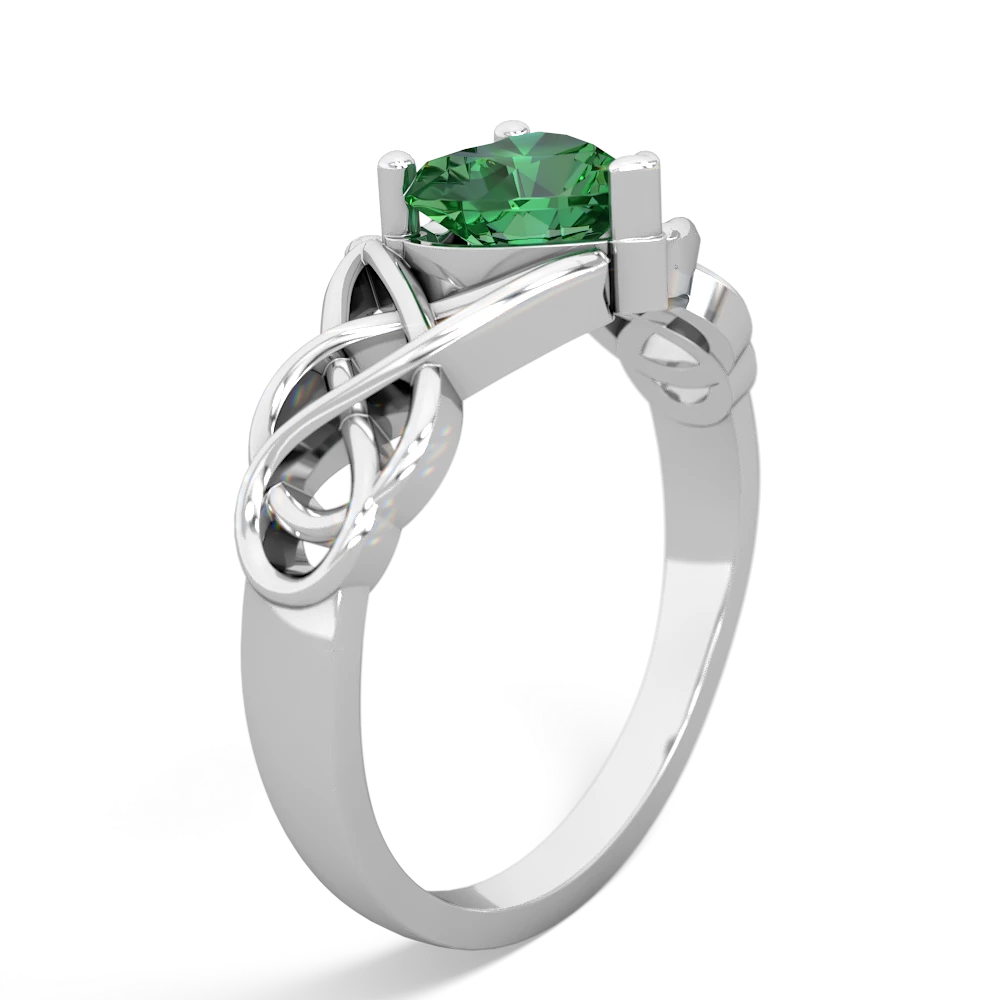 Lab Emerald Claddagh Celtic Knot 14K White Gold ring R2367