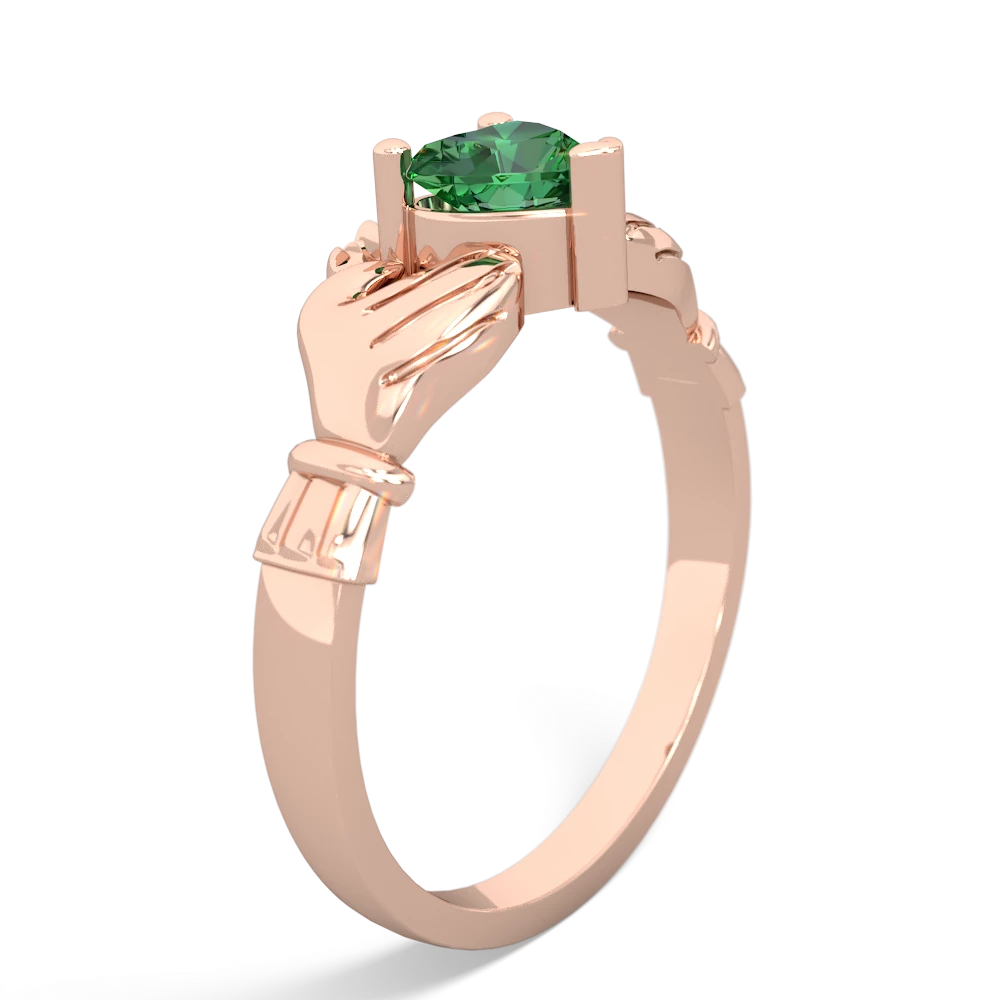 Lab Emerald Claddagh 14K Rose Gold ring R2370