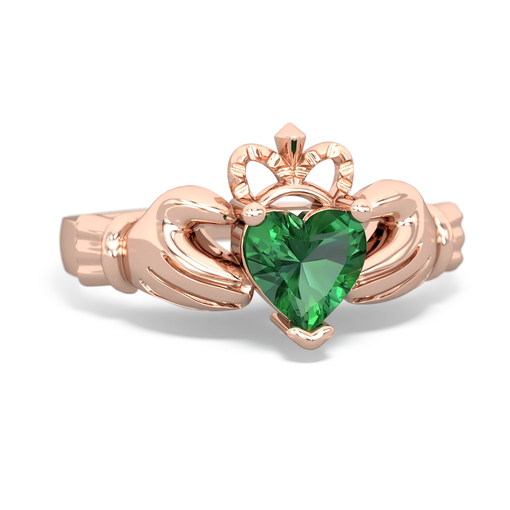 Lab Emerald Claddagh 14K Rose Gold ring R2370