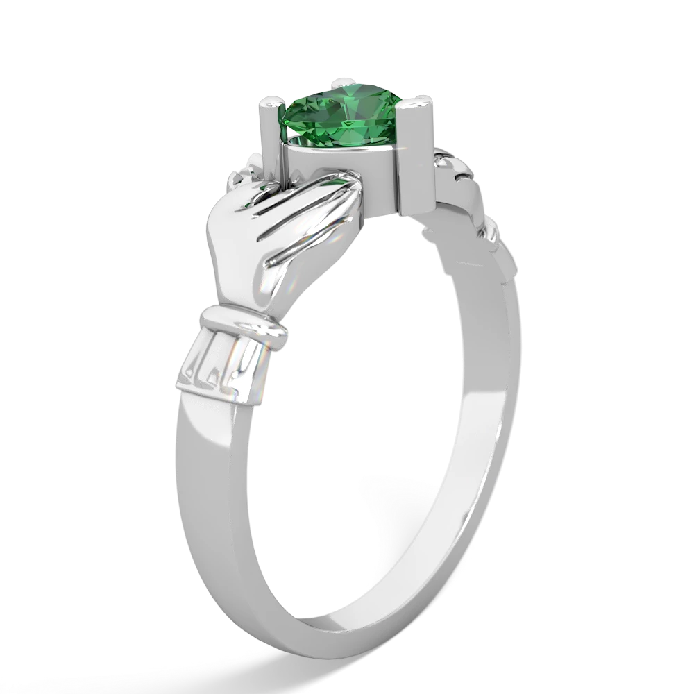 Lab Emerald Claddagh 14K White Gold ring R2370