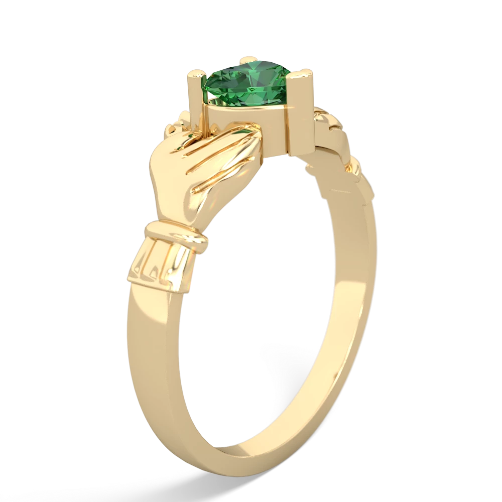 Lab Emerald Claddagh 14K Yellow Gold ring R2370