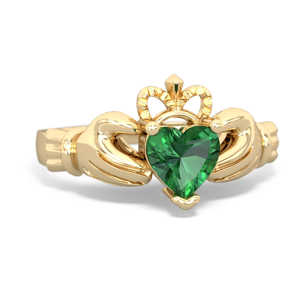 Lab Emerald Claddagh 14K Yellow Gold ring R2370