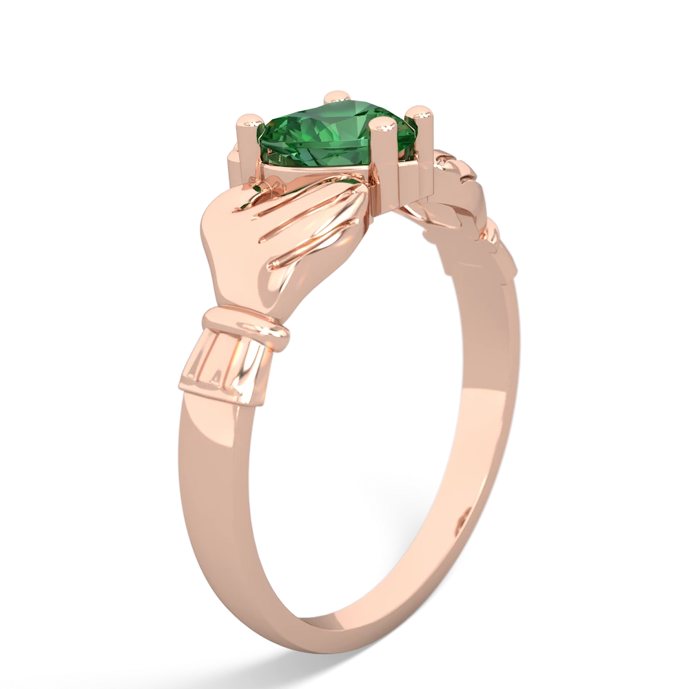 Lab Emerald Claddagh Diamond Crown 14K Rose Gold ring R2372