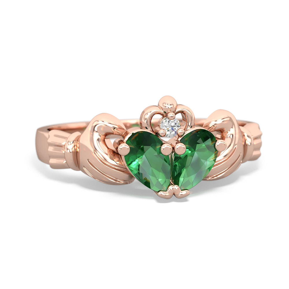 Lab Emerald 'Our Heart' Claddagh 14K Rose Gold ring R2388