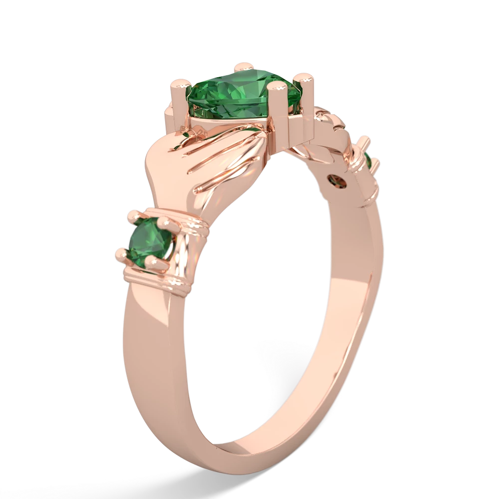 Lab Emerald Claddagh Keepsake 14K Rose Gold ring R5245