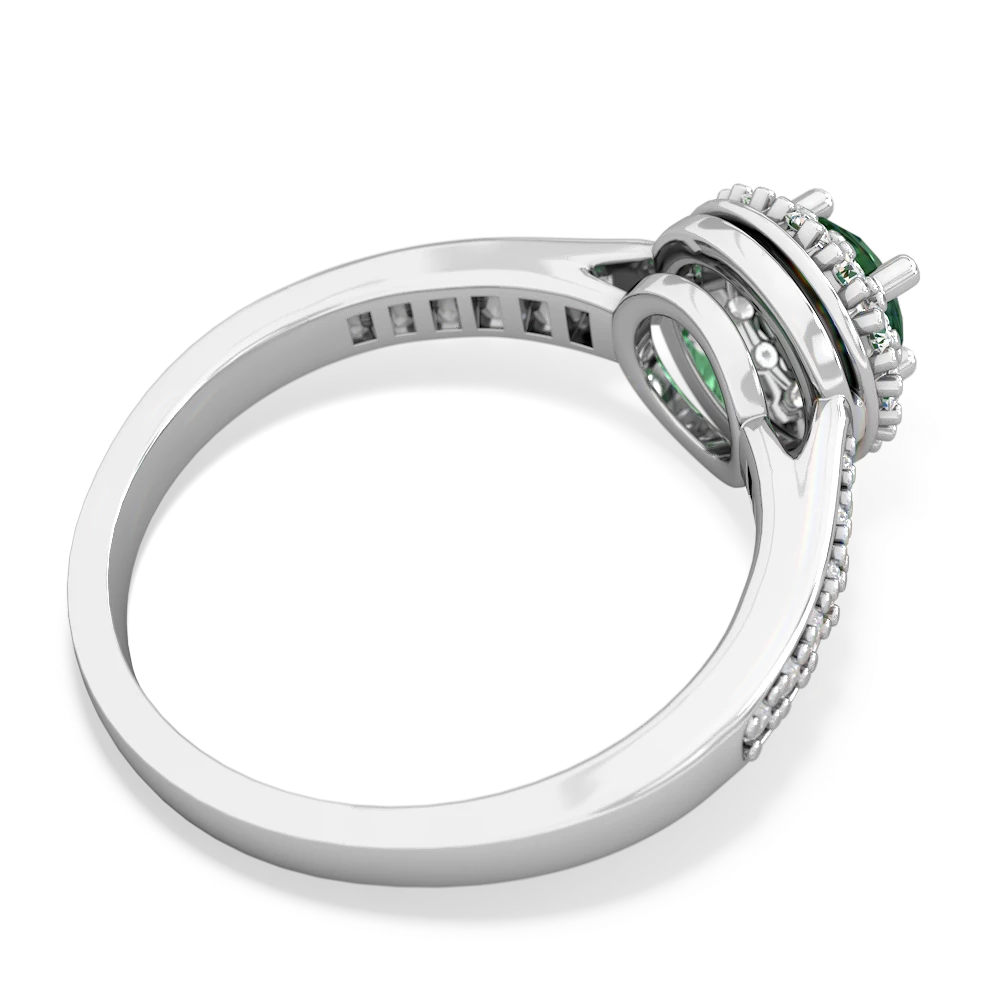 Lab Emerald Diamond Halo 14K White Gold ring R5370