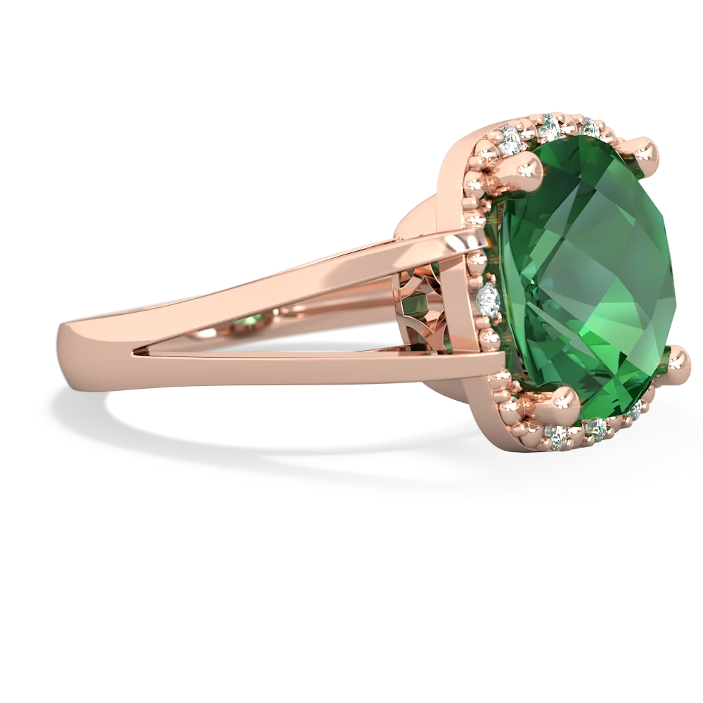 Lab Emerald Art Deco Cocktail 14K Rose Gold ring R2498