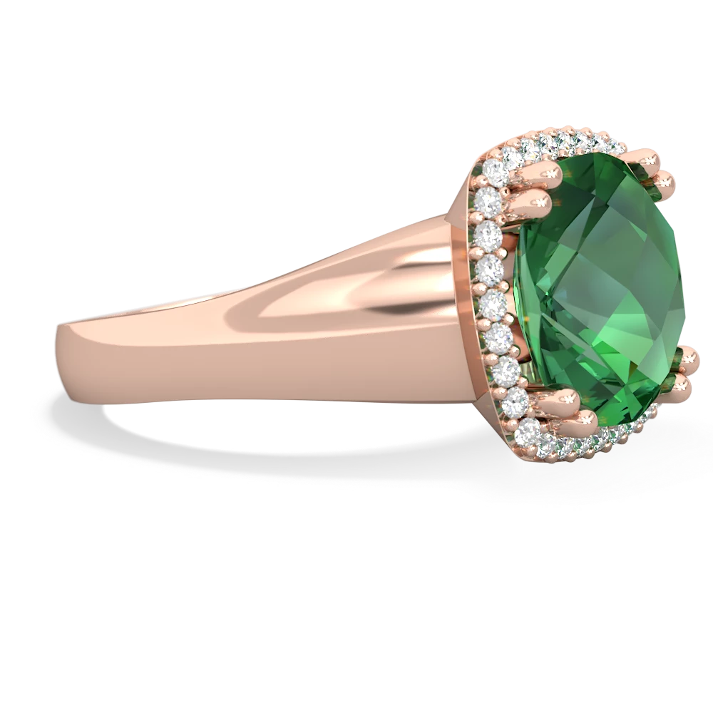 Lab Emerald Halo Cocktail 14K Rose Gold ring R2544