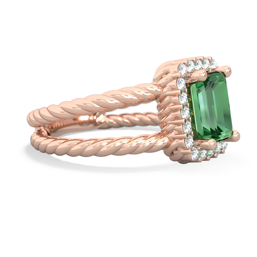 Lab Emerald Rope Split Band 14K Rose Gold ring R2628