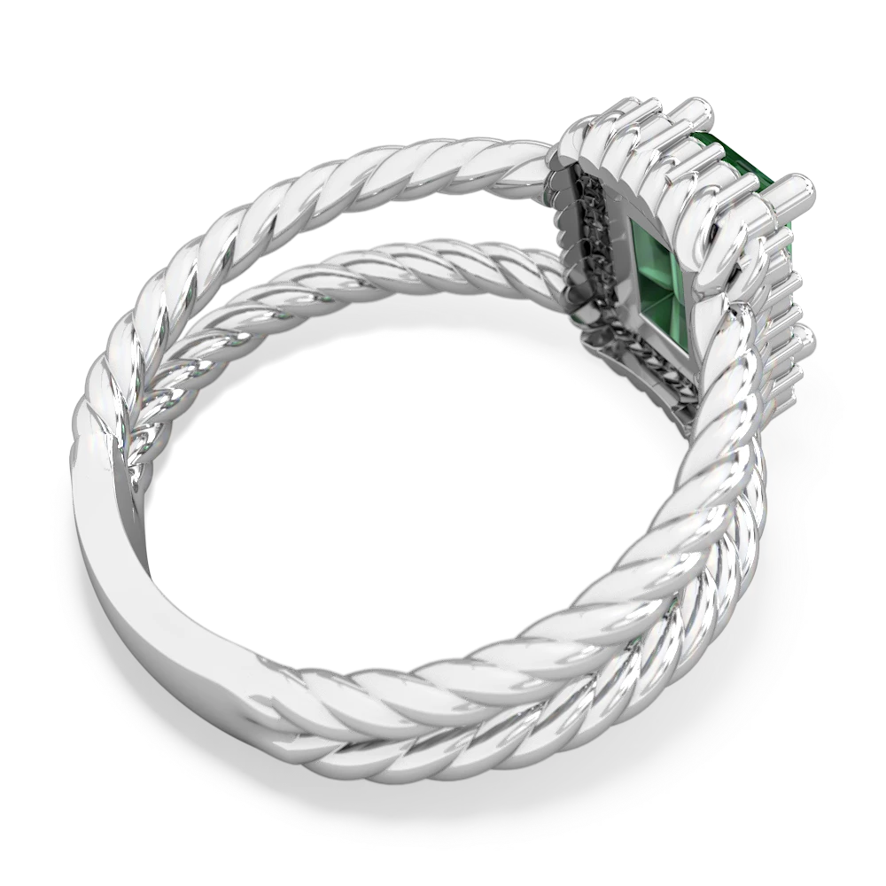 Lab Emerald Rope Split Band 14K White Gold ring R2628