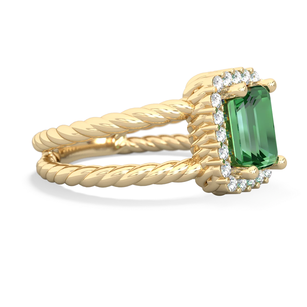 Lab Emerald Rope Split Band 14K Yellow Gold ring R2628