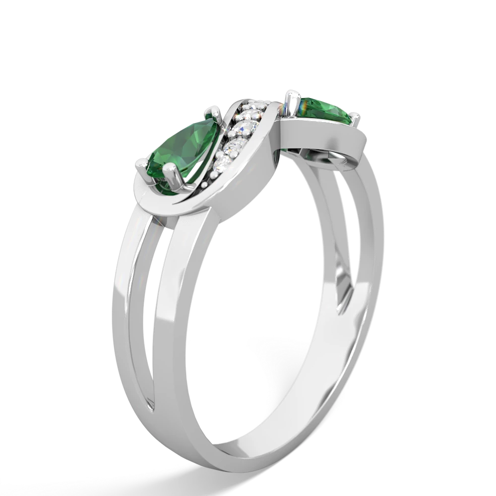 Lab Emerald Diamond Infinity 14K White Gold ring R5390