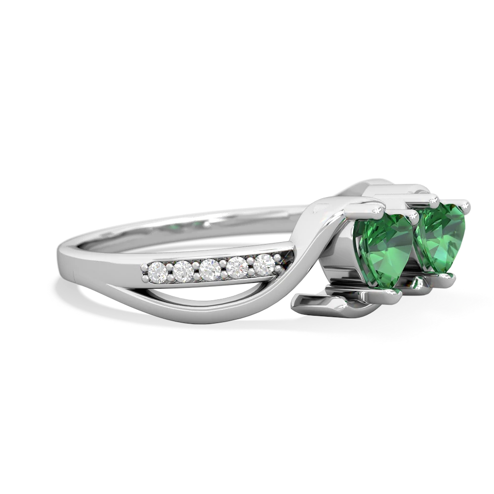 Lab Emerald Side By Side 14K White Gold ring R3090