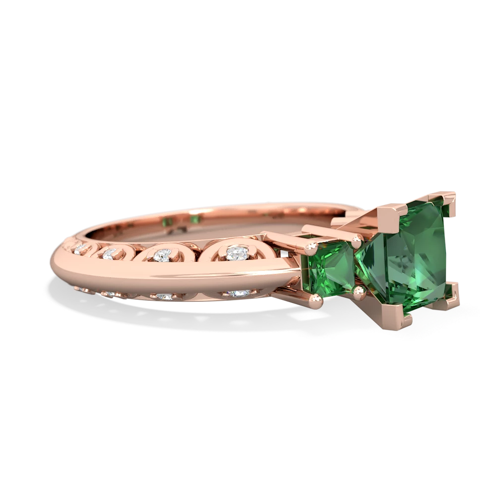 Lab Emerald Eternal Embrace Engagement 14K Rose Gold ring C2001