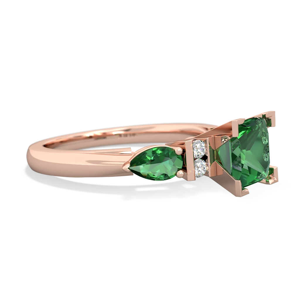 Lab Emerald 6Mm Princess Eternal Embrace Engagement 14K Rose Gold ring C2002