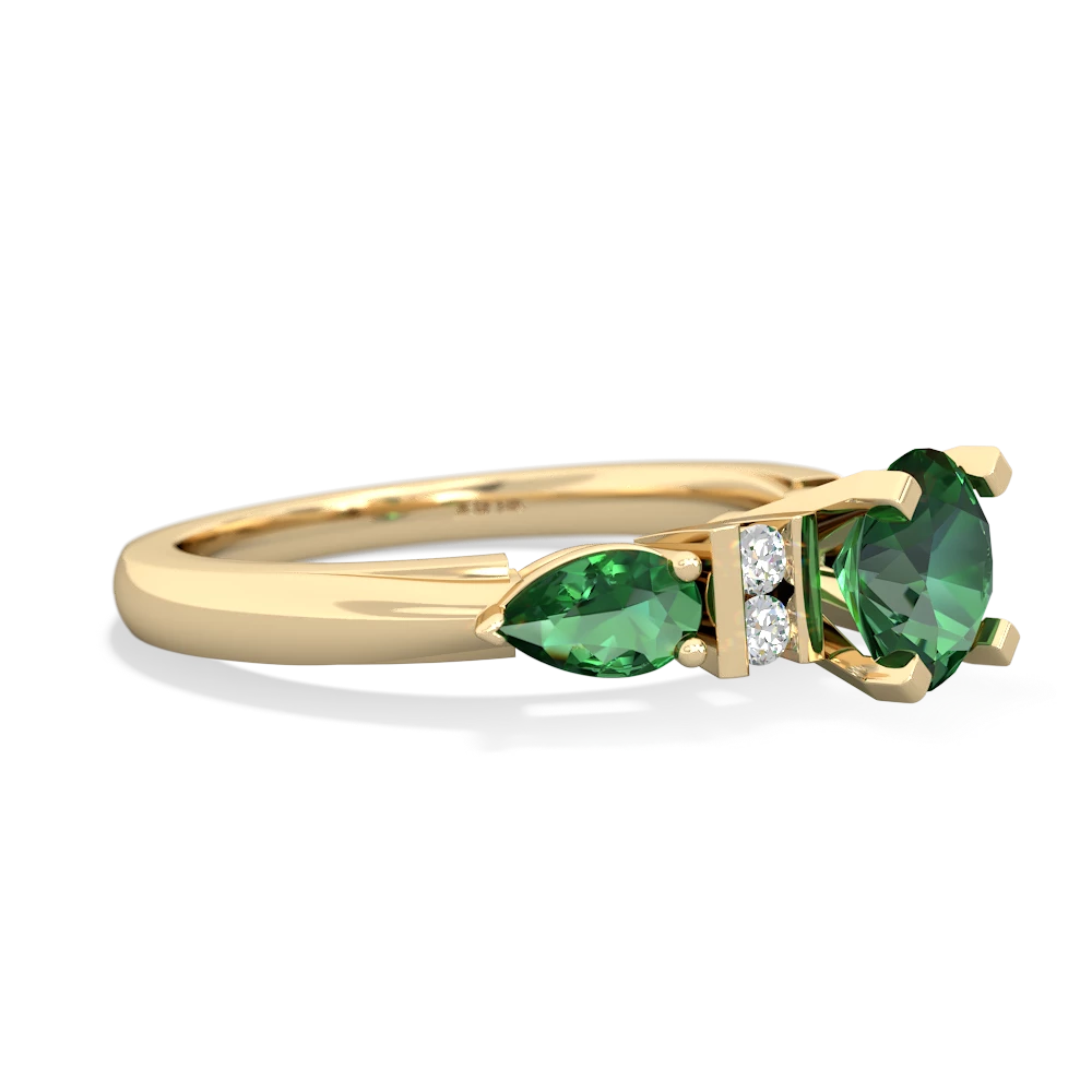 Lab Emerald 6Mm Round Eternal Embrace Engagement 14K Yellow Gold ring R2005