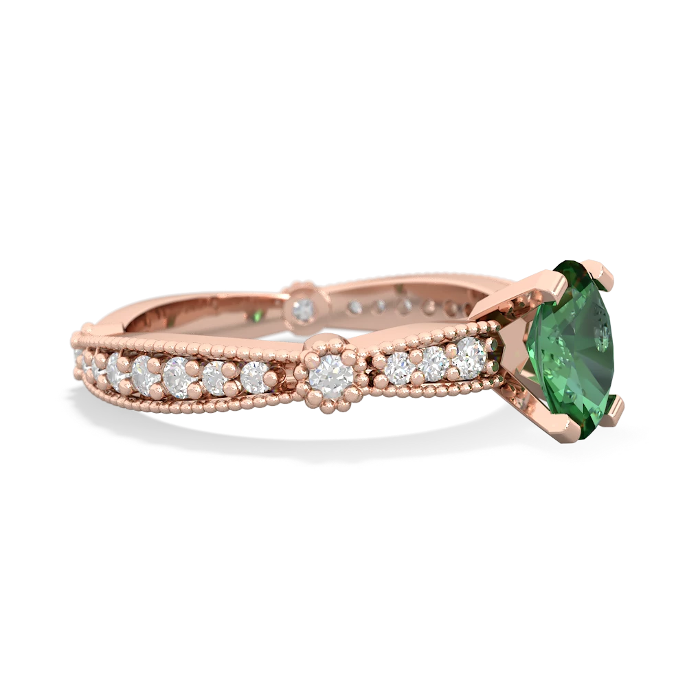 Lab Emerald Sparkling Tiara 7X5mm Oval 14K Rose Gold ring R26297VL