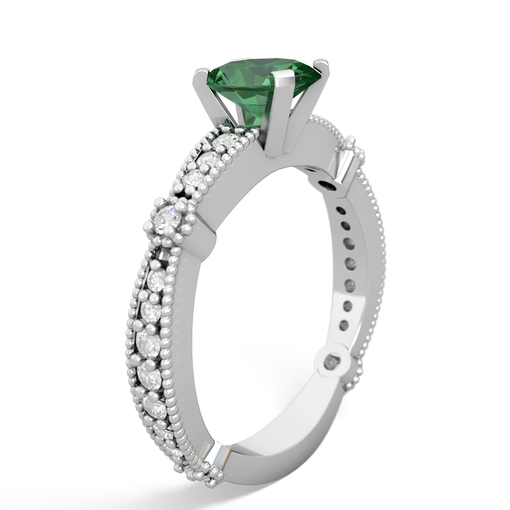 Lab Emerald Sparkling Tiara 7X5mm Oval 14K White Gold ring R26297VL