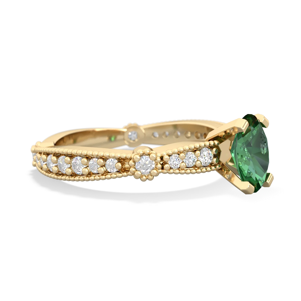 Lab Emerald Sparkling Tiara 7X5mm Oval 14K Yellow Gold ring R26297VL