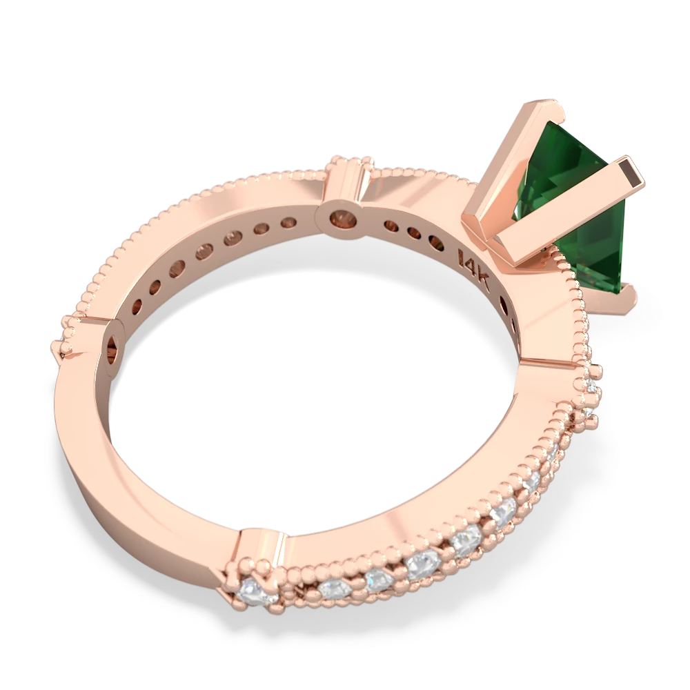 Lab Emerald Sparkling Tiara 8X6 Emerald-Cut 14K Rose Gold ring R26298EM