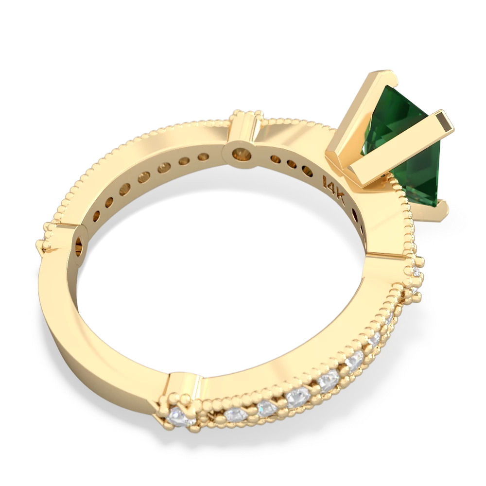 Lab Emerald Sparkling Tiara 8X6 Emerald-Cut 14K Yellow Gold ring R26298EM