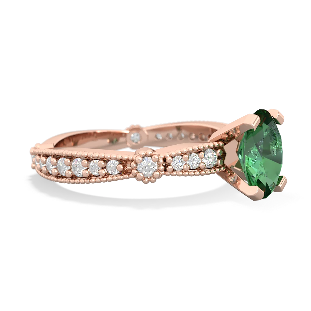 Lab Emerald Sparkling Tiara 8X6 Oval 14K Rose Gold ring R26298VL