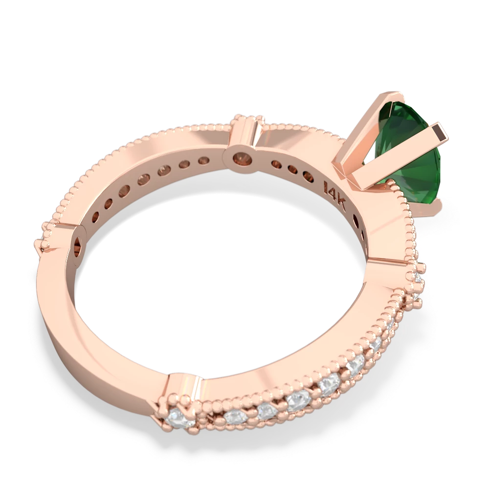 Lab Emerald Sparkling Tiara 8X6 Oval 14K Rose Gold ring R26298VL