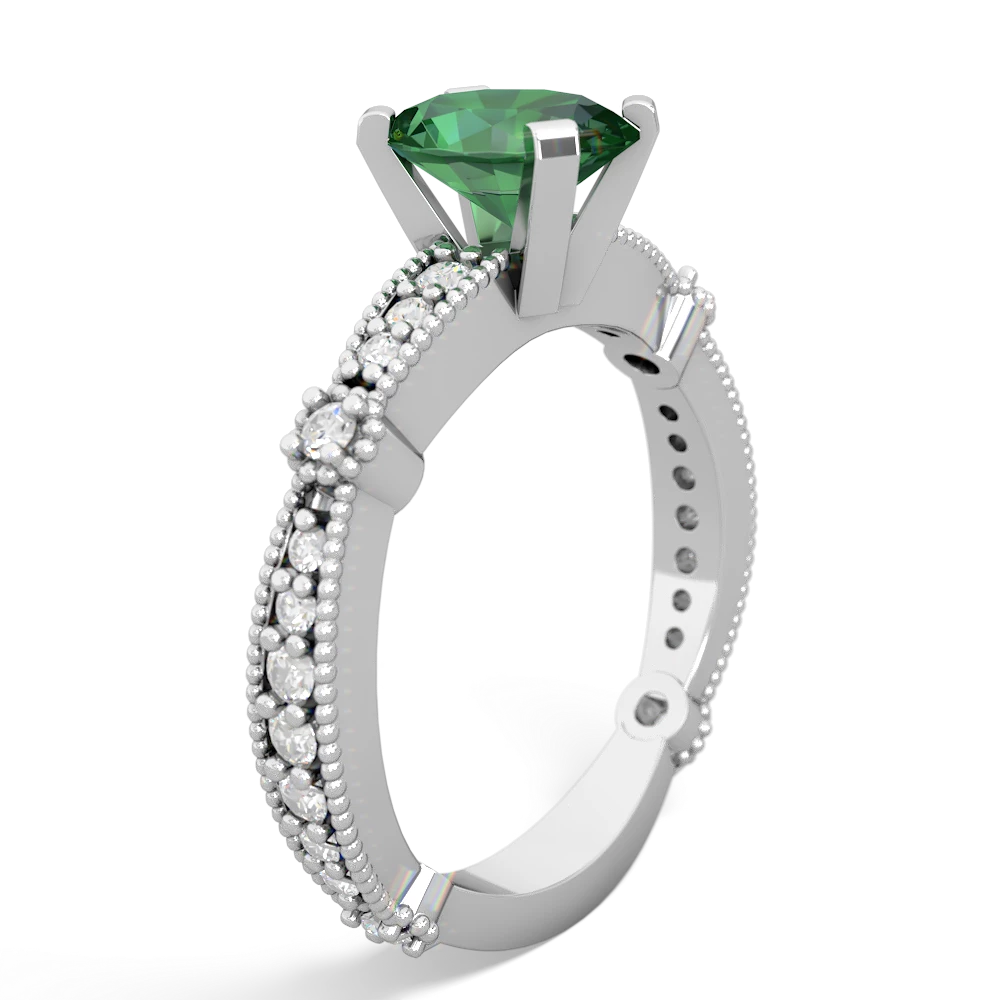 Lab Emerald Sparkling Tiara 8X6 Oval 14K White Gold ring R26298VL