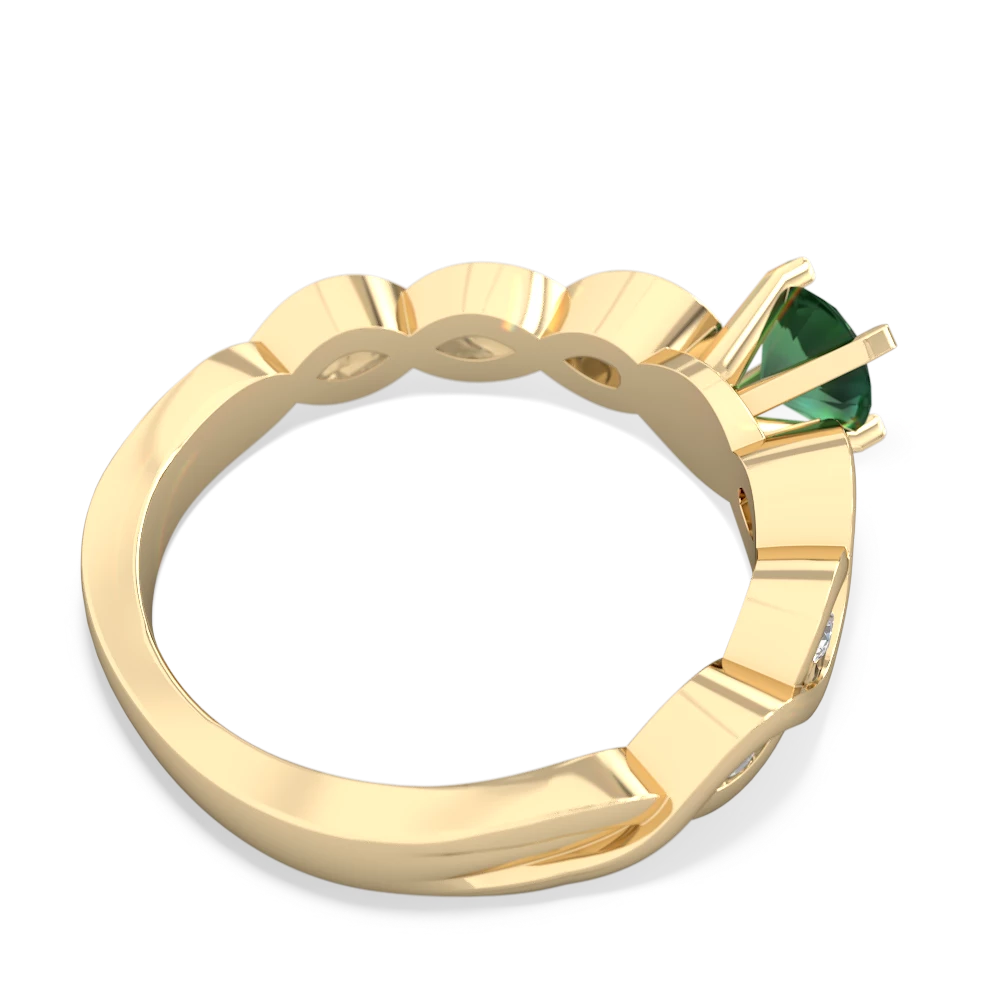 Lab Emerald Infinity 5Mm Round Engagement 14K Yellow Gold ring R26315RD