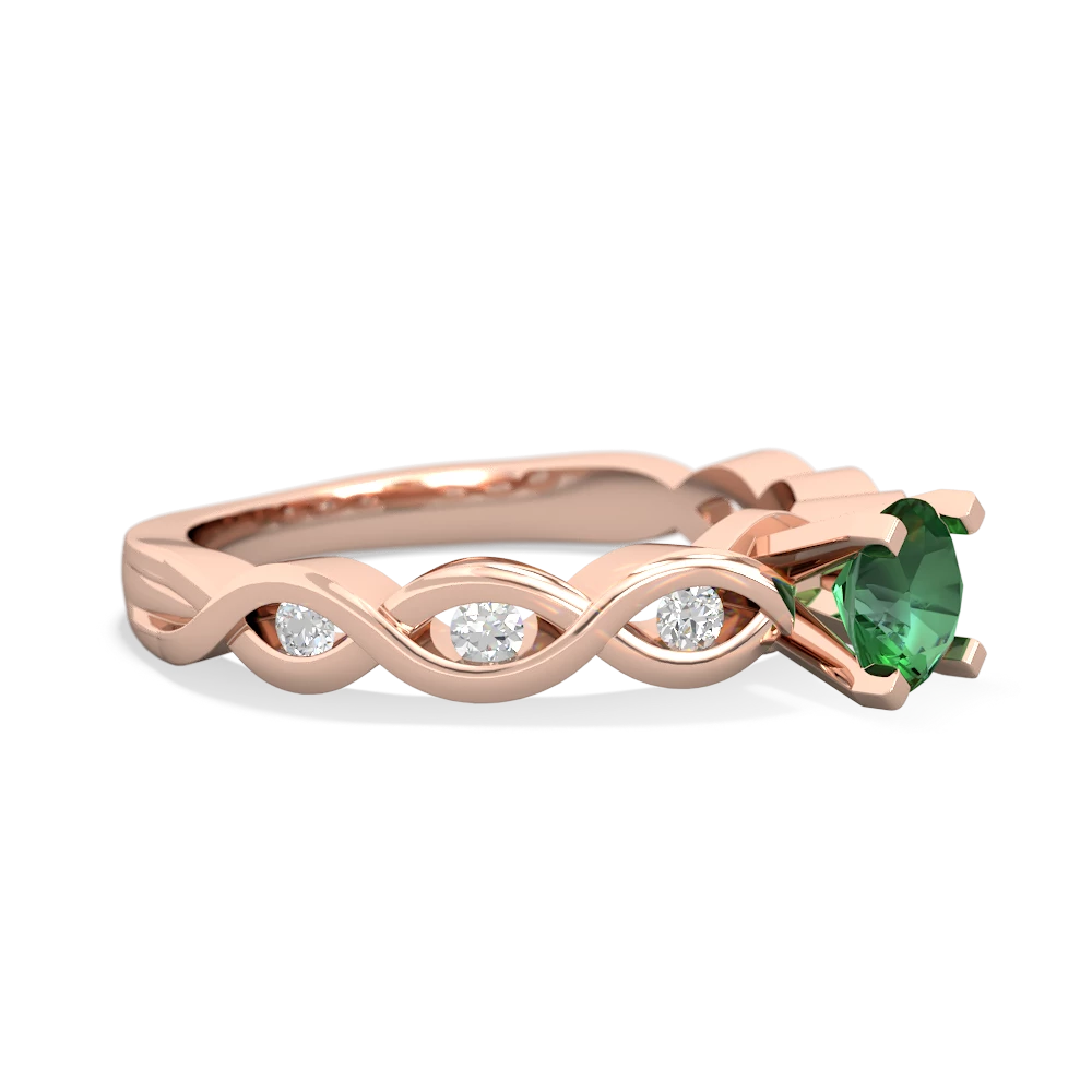 Lab Emerald Infinity 5Mm Round Engagement 14K Rose Gold ring R26315RD