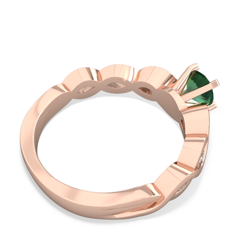 Lab Emerald Infinity 5Mm Round Engagement 14K Rose Gold ring R26315RD