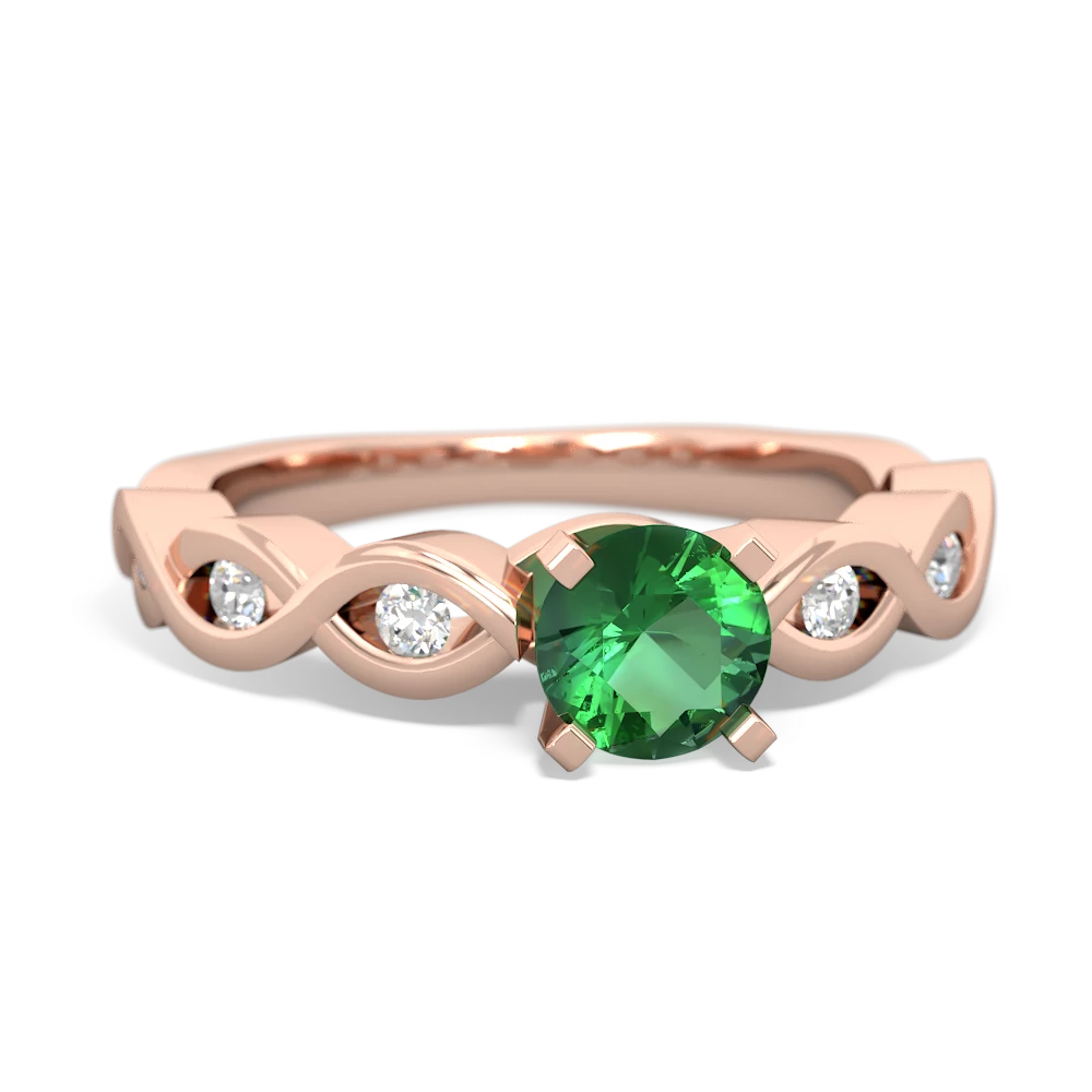 Lab Emerald Infinity 5Mm Round Engagement 14K Rose Gold ring R26315RD