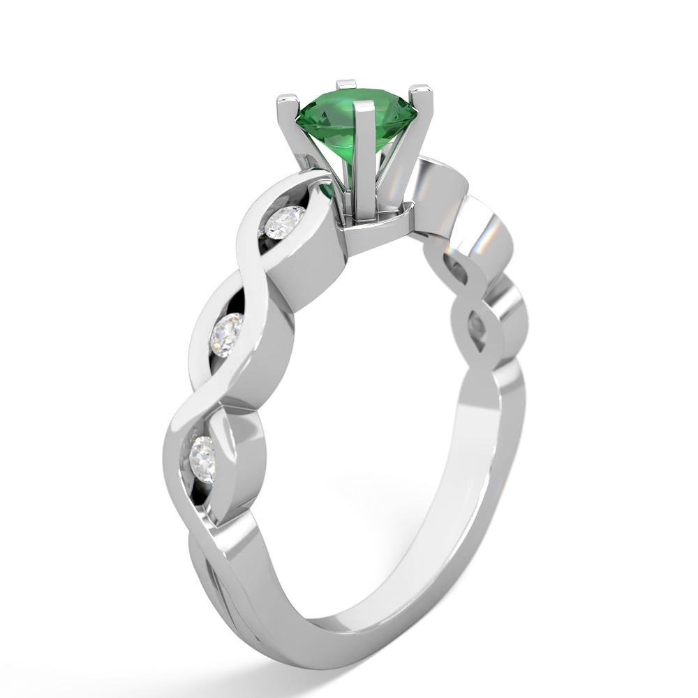 Lab Emerald Infinity 5Mm Round Engagement 14K White Gold ring R26315RD