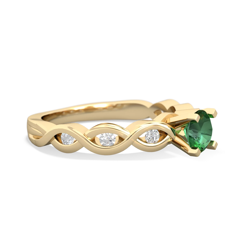 Lab Emerald Infinity 5Mm Round Engagement 14K Yellow Gold ring R26315RD