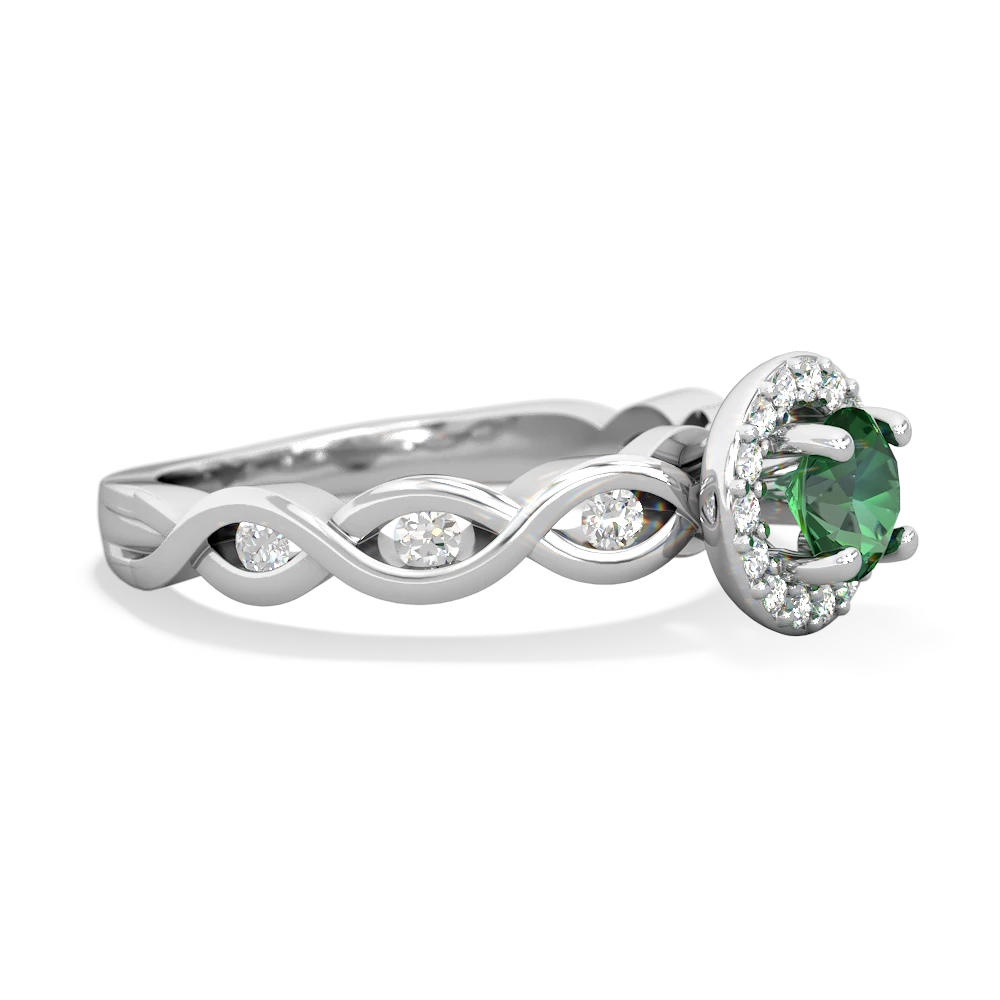 Lab Emerald Infinity Halo Engagement 14K White Gold ring R26315RH