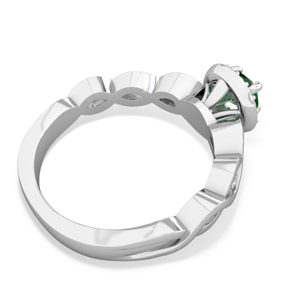 Lab Emerald Infinity Halo Engagement 14K White Gold ring R26315RH