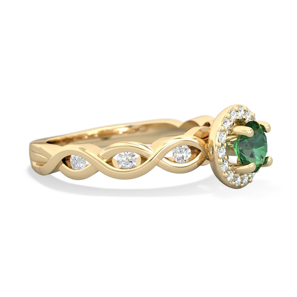 Lab Emerald Infinity Halo Engagement 14K Yellow Gold ring R26315RH