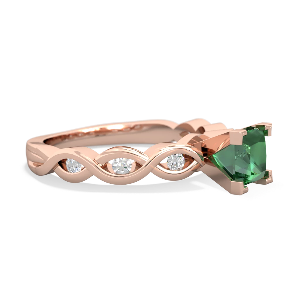 Lab Emerald Infinity 5Mm Square Engagement 14K Rose Gold ring R26315SQ