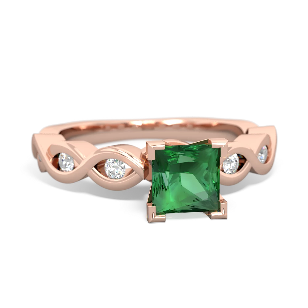 Lab Emerald Infinity 5Mm Square Engagement 14K Rose Gold ring R26315SQ