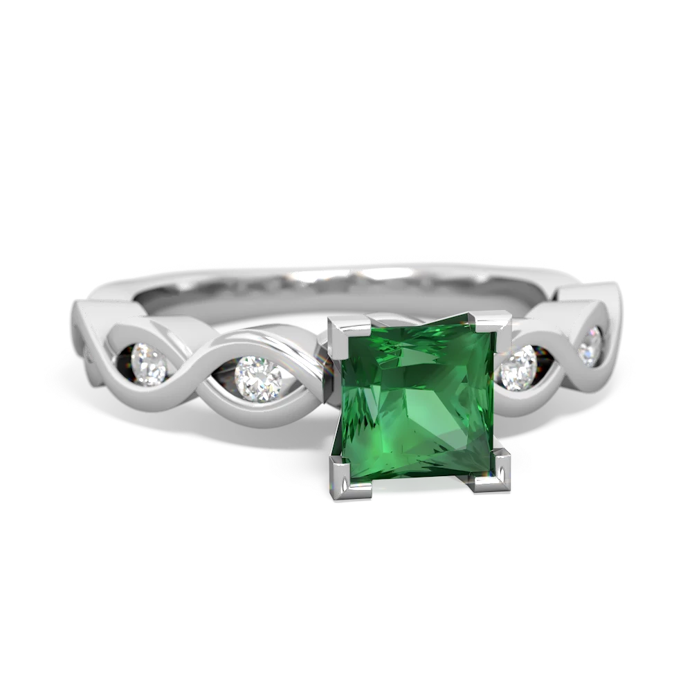 Lab Emerald Infinity 5Mm Square Engagement 14K White Gold ring R26315SQ