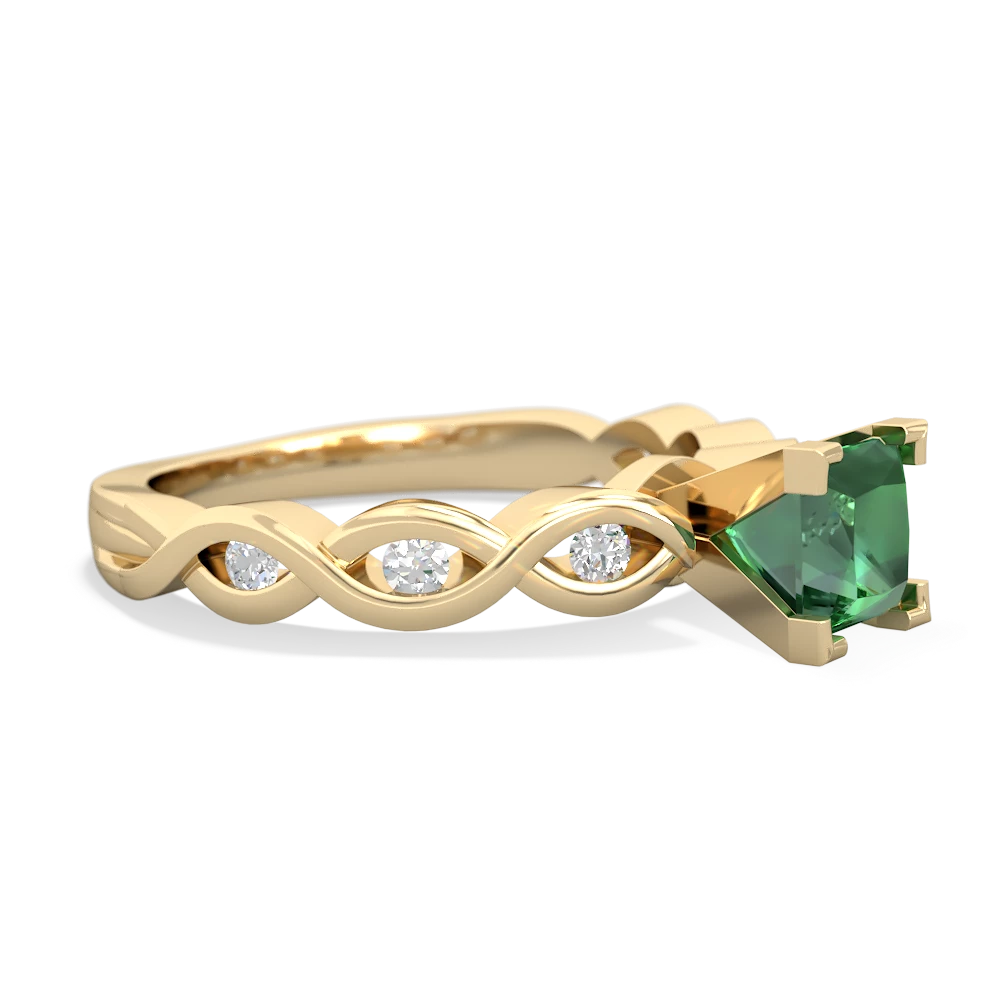 Lab Emerald Infinity 5Mm Square Engagement 14K Yellow Gold ring R26315SQ