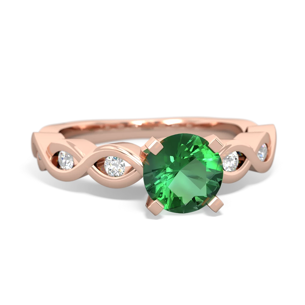 Lab Emerald Infinity 6Mm Round Engagement 14K Rose Gold ring R26316RD