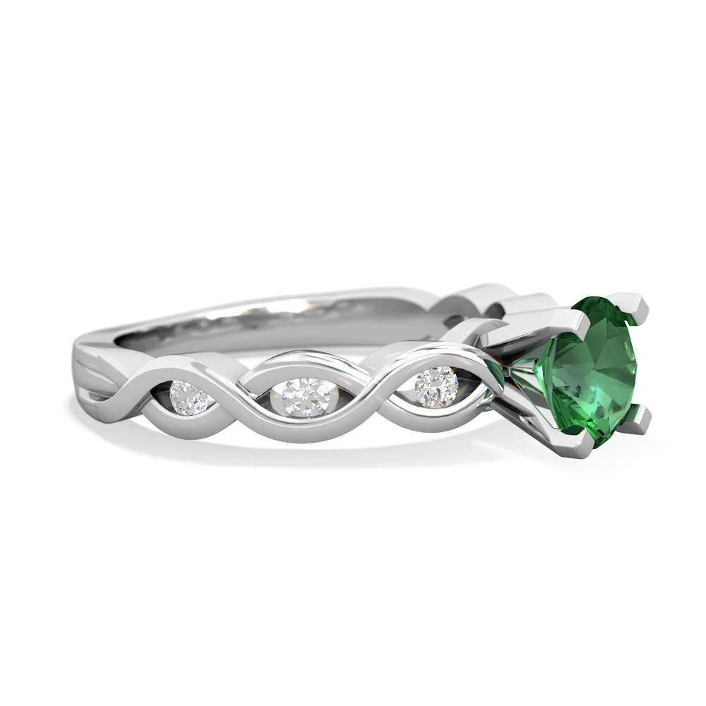 Lab Emerald Infinity 6Mm Round Engagement 14K White Gold ring R26316RD